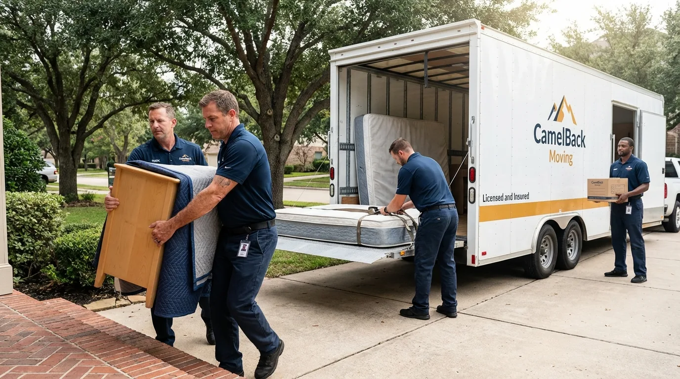 Crew loading residential truck for cross-state move from White Pine, TN
