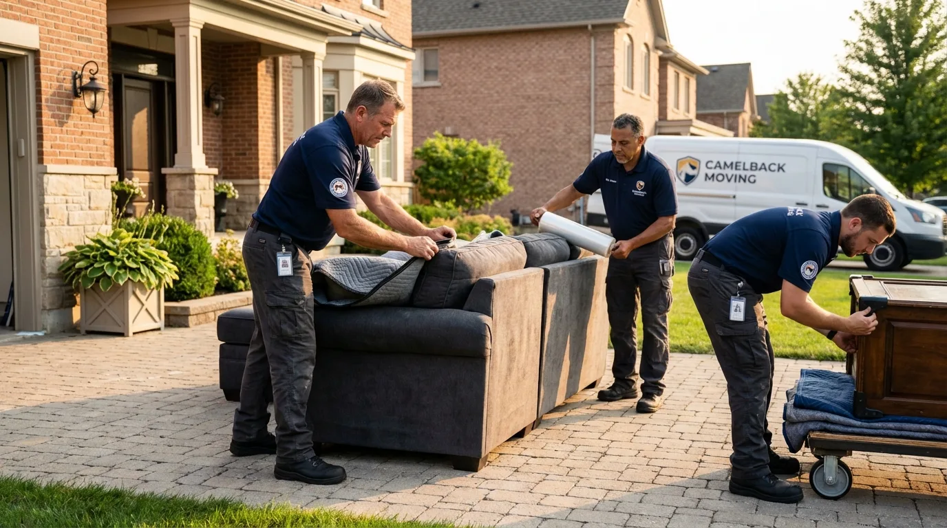 Large estate moving crew wrapping furniture in White Pine, TN